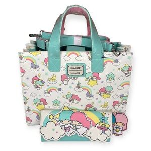 Loungefly Sanrio Little Twin Stars Rainbow Print Crossbody + Wallet 💎RARE SET💎